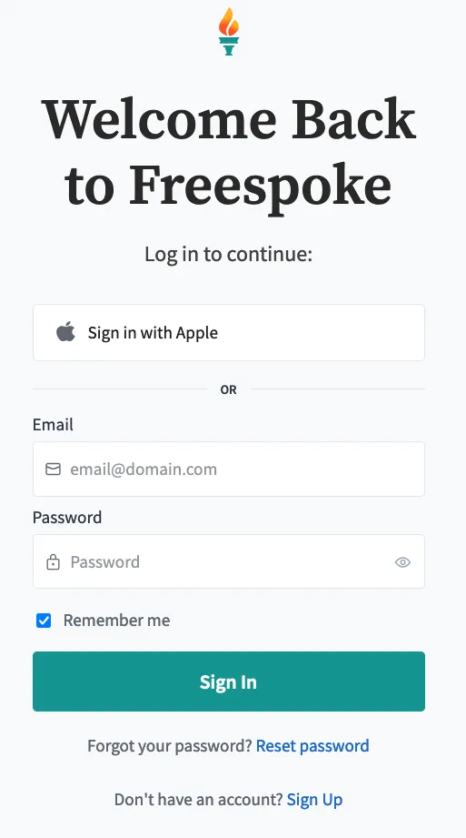 Freespoke's Login Page